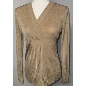 Ann Taylor LOFT Womens S Top Holiday Glam Dainty Evening Formal Metallic Knit